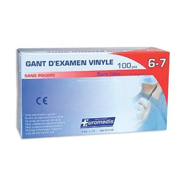 Gants d'examen vinyle non poudrés, boîte de 100 — Medistock — S (6-7) · 100 gants