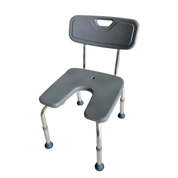 Chaise de douche avec dossier réglable grise — Oxypharm