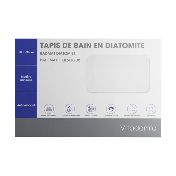 Tapis de bain en diatomite blanc 60 x 39 cm — Oxypharm