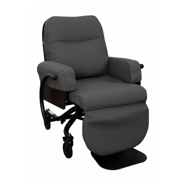 Fauteuil à pousser Vendôme à inclinaison manuelle, tissu gris — Innov'SA