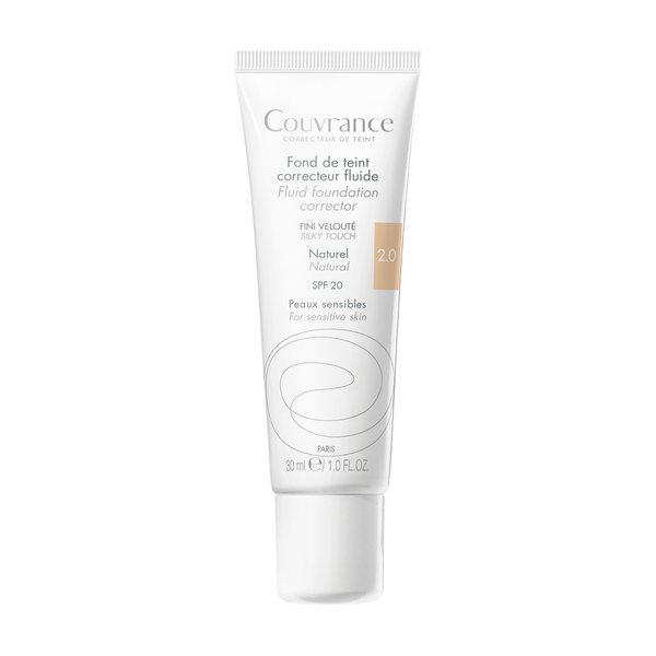 Eau Thermale Avène - Couvrance - Fond de Teint Correcteur Unifiant Fluide Naturel N°2.0 - Peaux Claires 30 ml
