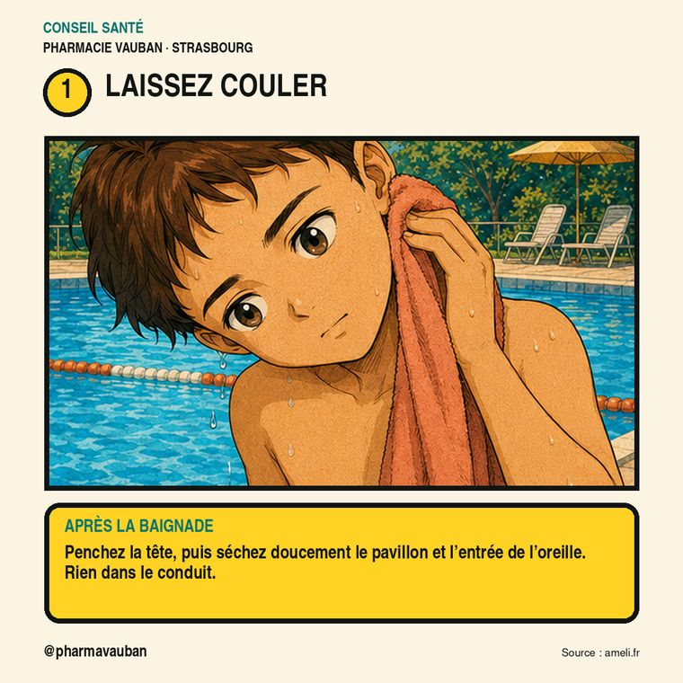 L'otite du baigneur : pourquoi elle arrive après la piscine, et le geste qui l'aggrave sans qu'on le sache. — image 3 sur 8