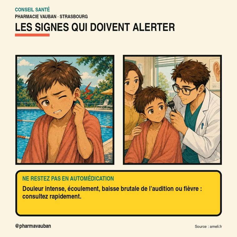 L'otite du baigneur : pourquoi elle arrive après la piscine, et le geste qui l'aggrave sans qu'on le sache. — image 6 sur 8